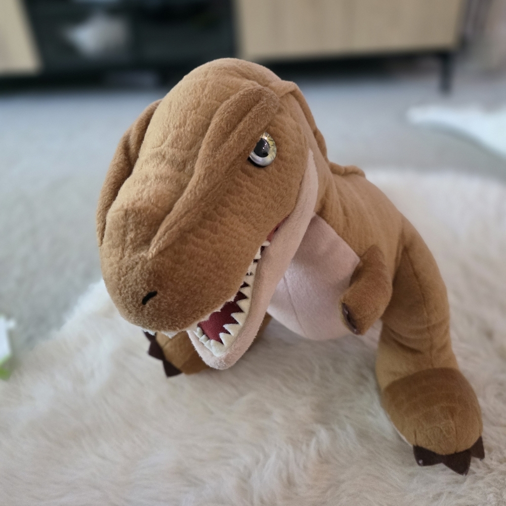 Plush Dinosaur Dog Toy - Brown